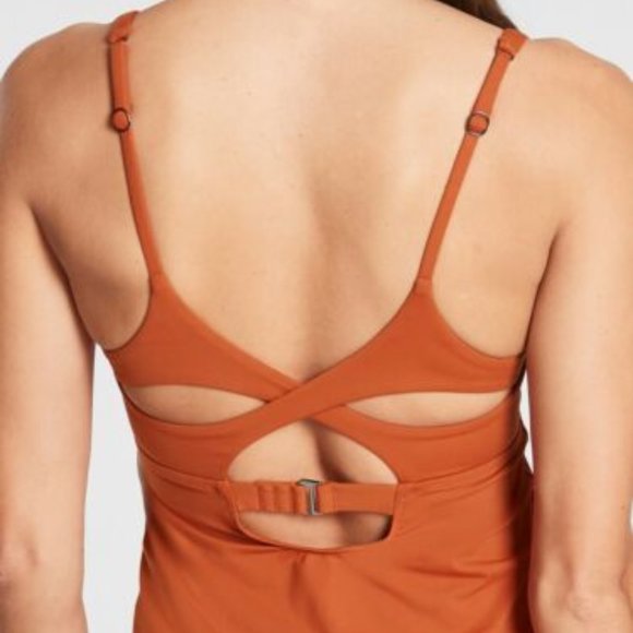 NWT ATHLETA Entwined Bra Cup Tankini Top, Palomino Rust orange Active top, 32B/C - Picture 4 of 13